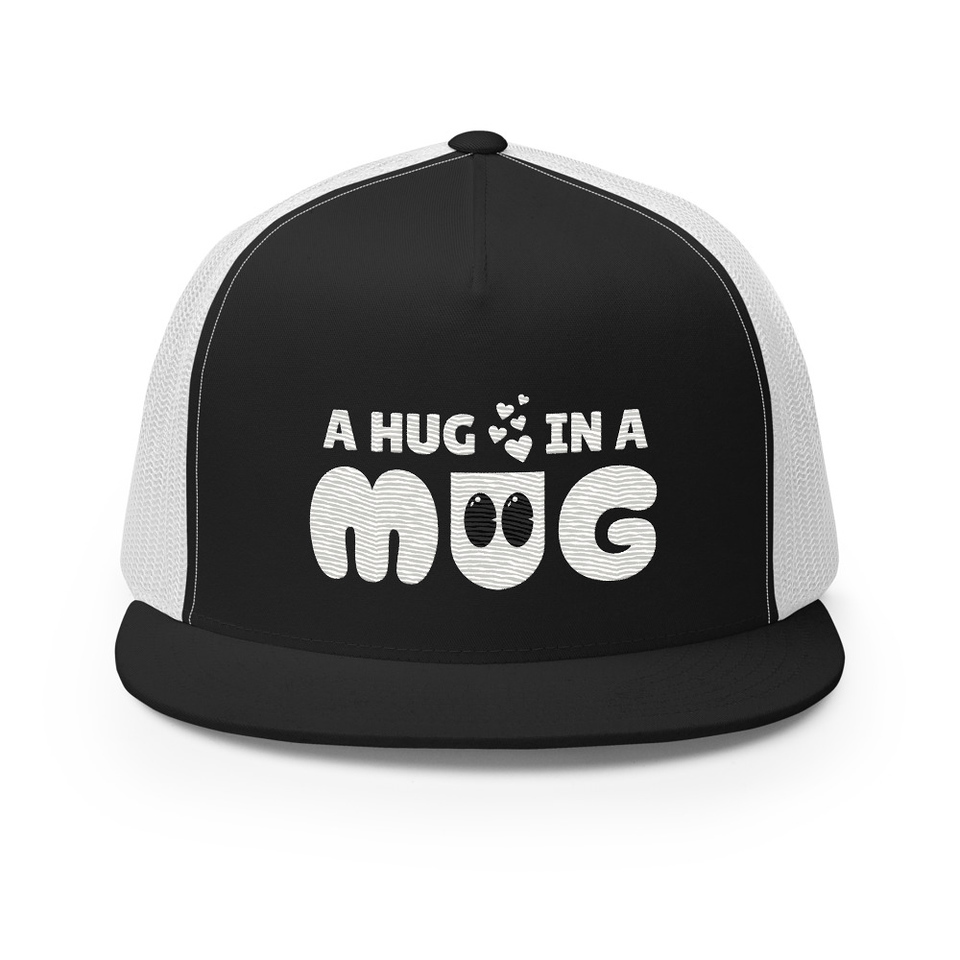 A Hug in a Mug - Funny Cartoon 5 Panel Trucker Cap