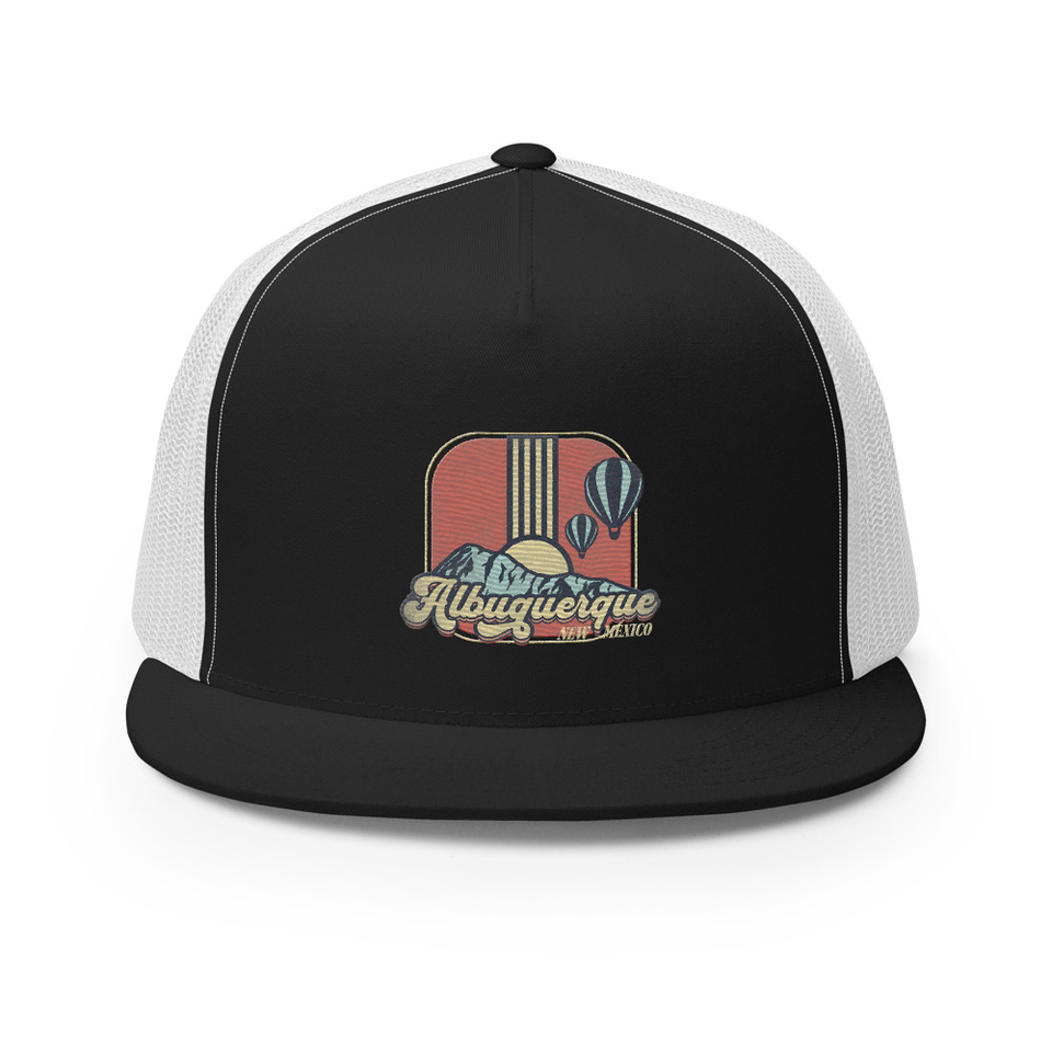 Albuquerque - Retro Hot Air Baloon 5 Panel Trucker Cap