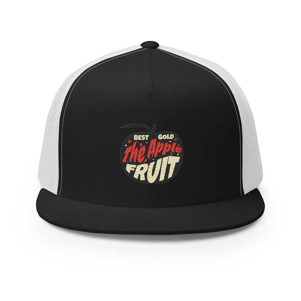 Apple Fruit - Typographic Lettering 5 Panel Trucker Cap