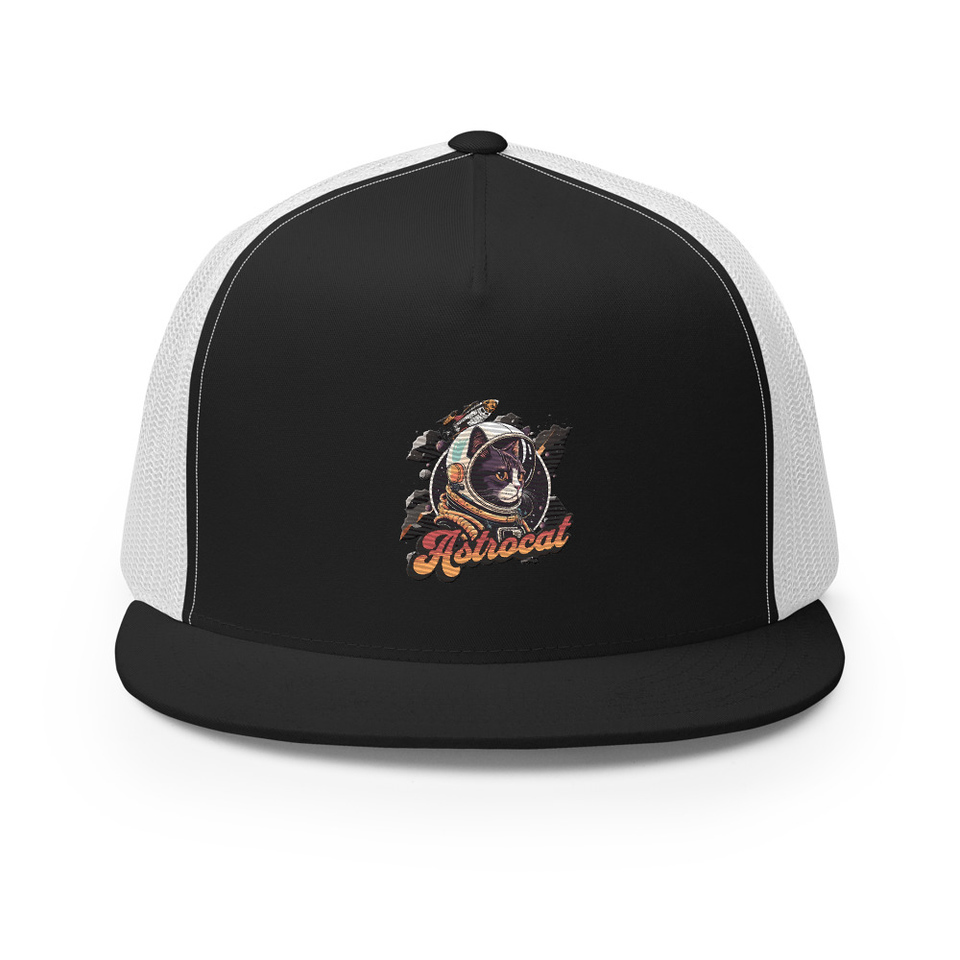 Astrocat - Retro graphic 5 Panel Trucker Cap