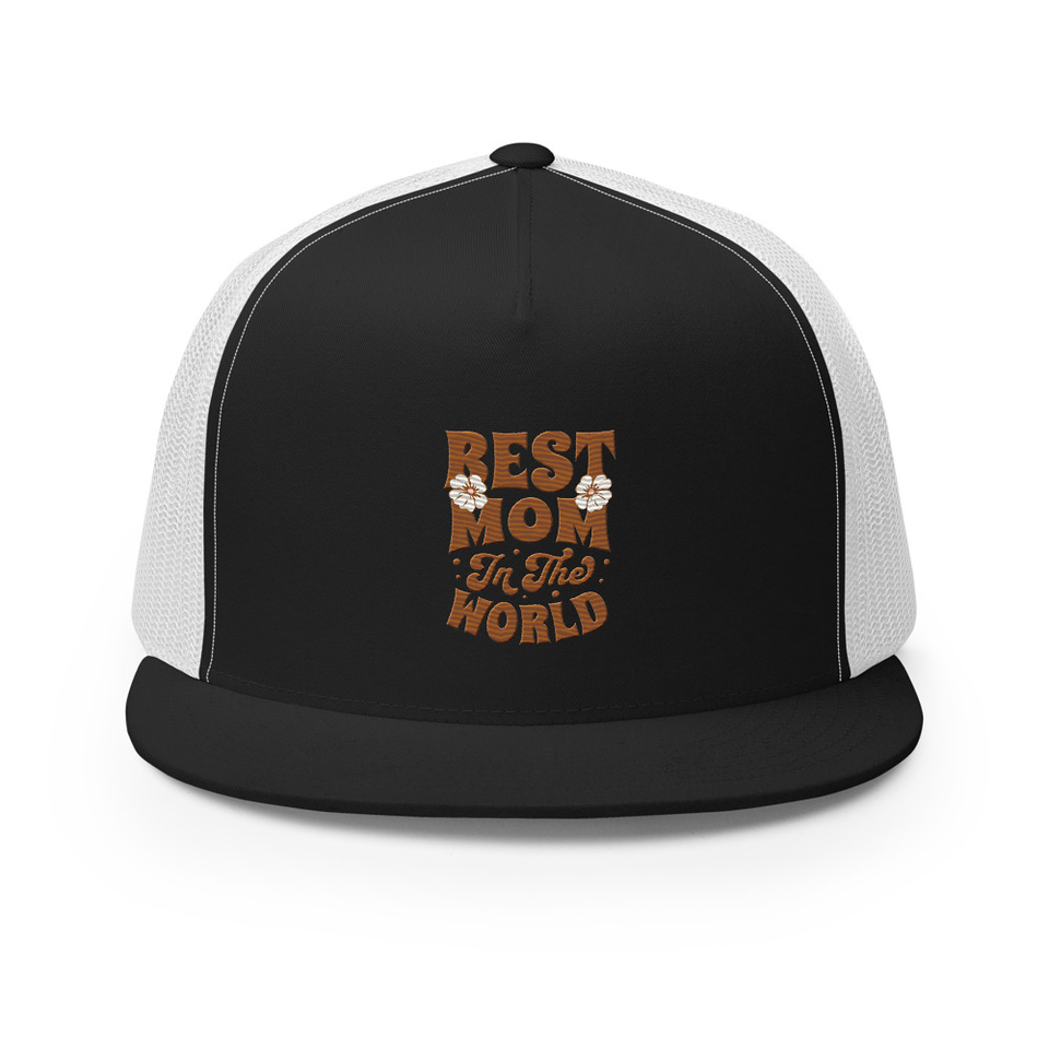Best Mom in the World - Flowers 5 Panel Trucker Cap