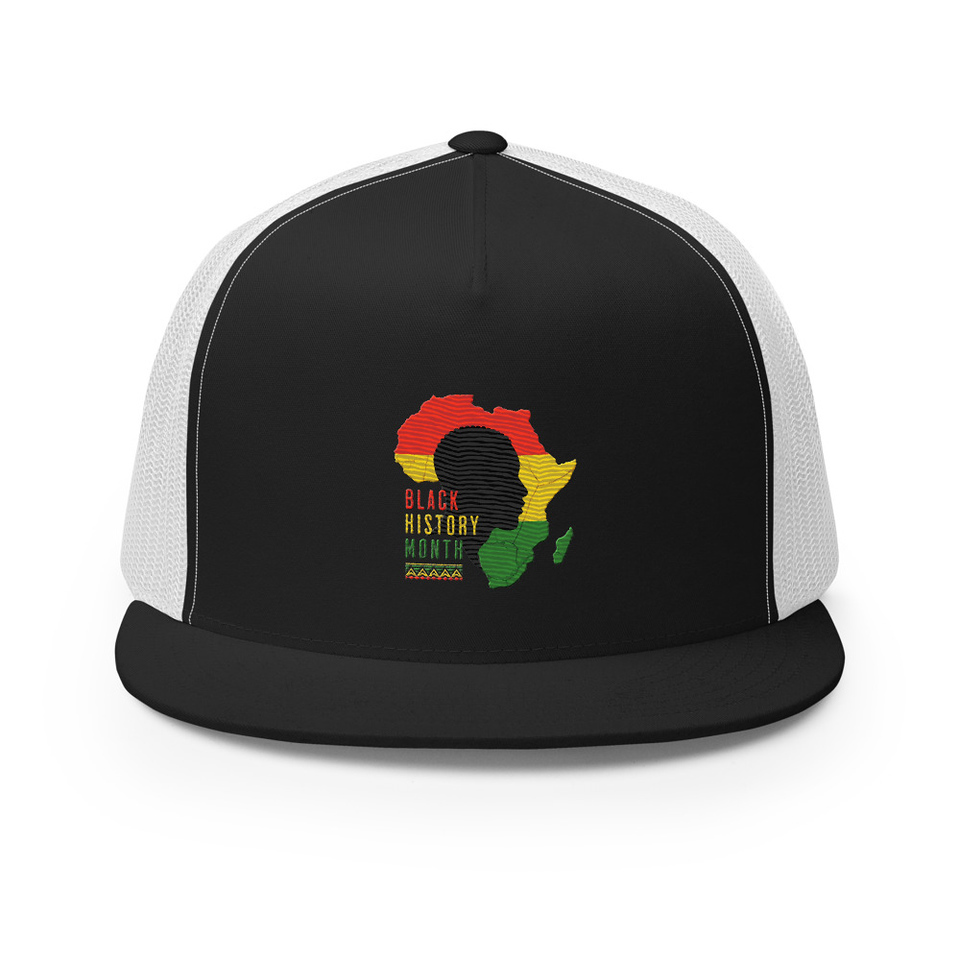 Black History Month - African Continent 5 Panel Trucker Cap