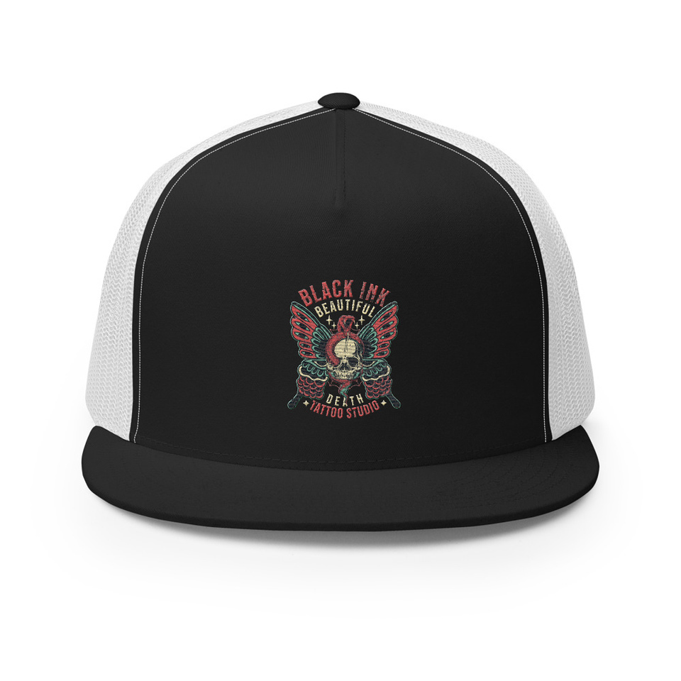 BLACK INK TATTOO 5 Panel Trucker Cap