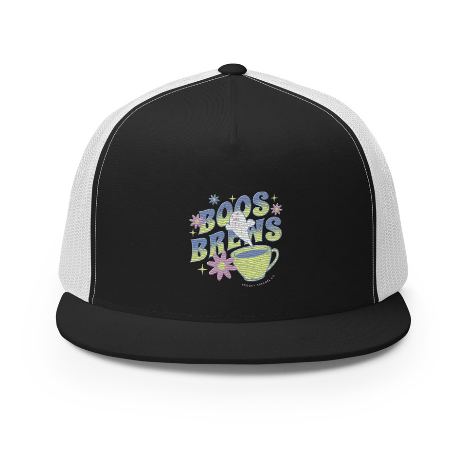 Boos + Brews - Halloween 5 Panel Trucker Cap