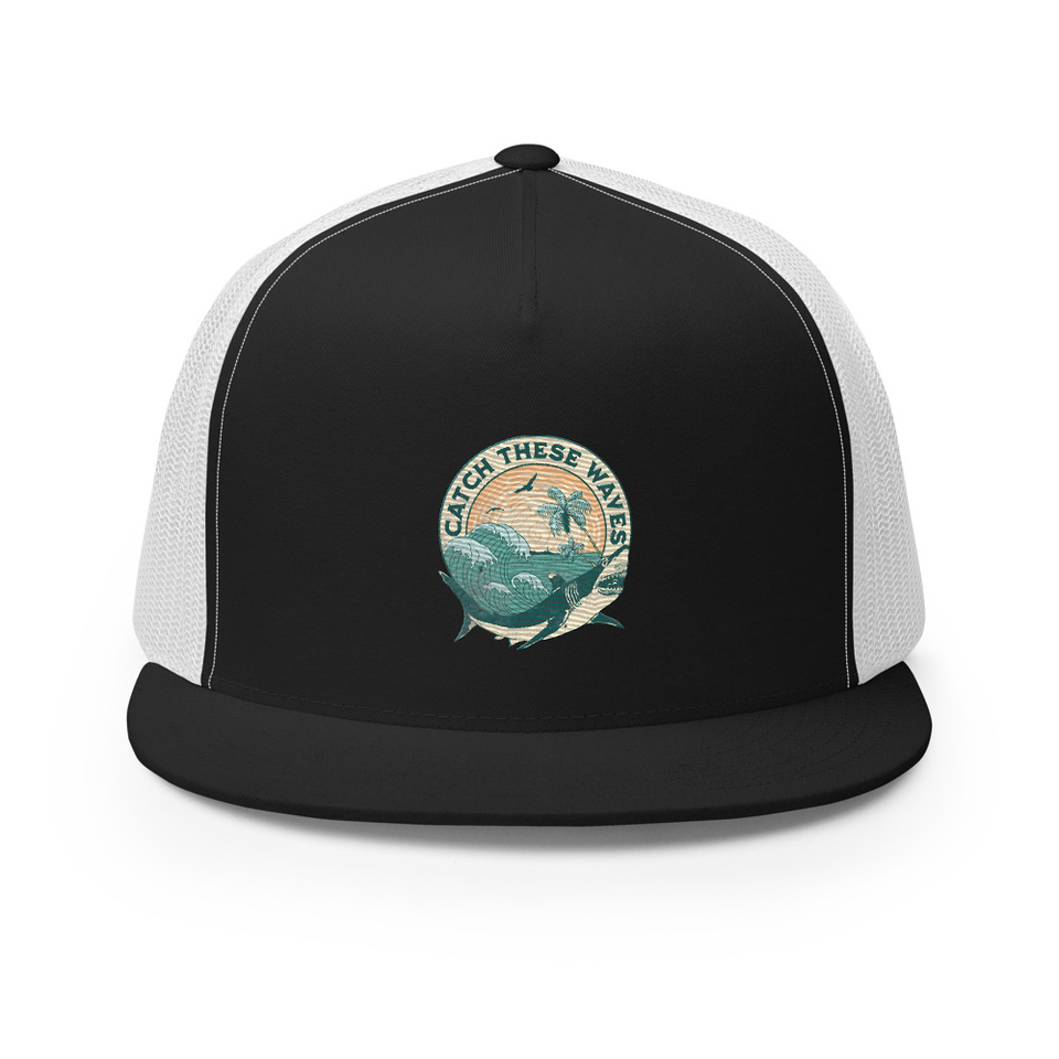 Catch These Waves Shark  5 Panel Trucker Cap