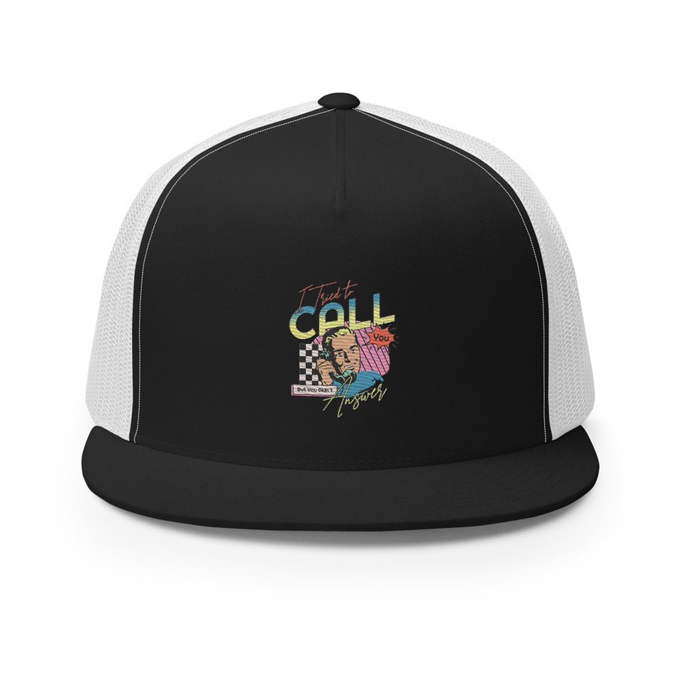 Classic Retro Illustrative Portrait Men Calling 5 Panel Trucker Cap