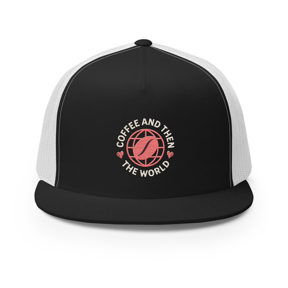 Coffee and Then The World - Earth 5 Panel Trucker Cap