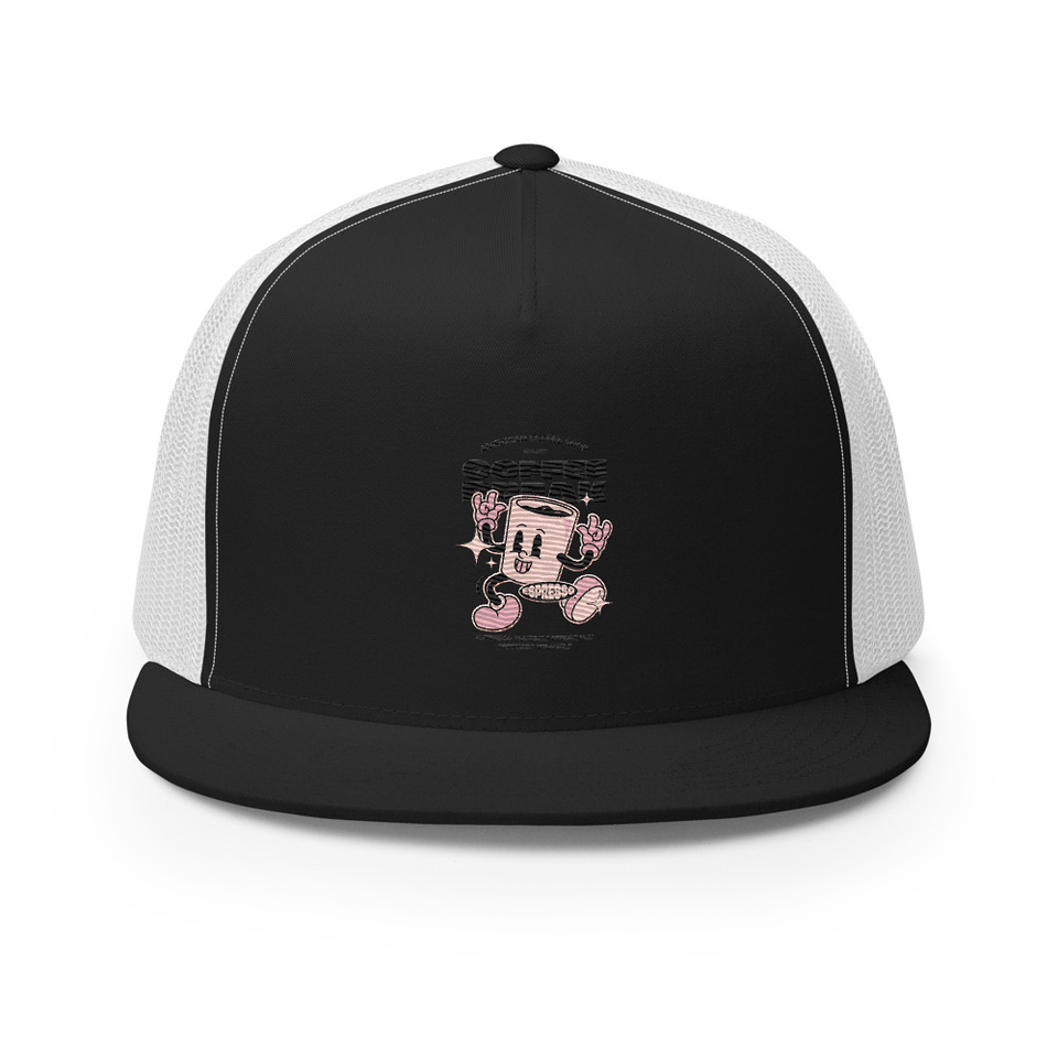 Coffee Break Mascot 5 Panel Trucker Cap