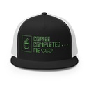 Coffee Completes Me - Neon Heart 5 Panel Trucker Cap