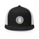 Colorful Fun Retro Style Badge 5 Panel Trucker Cap