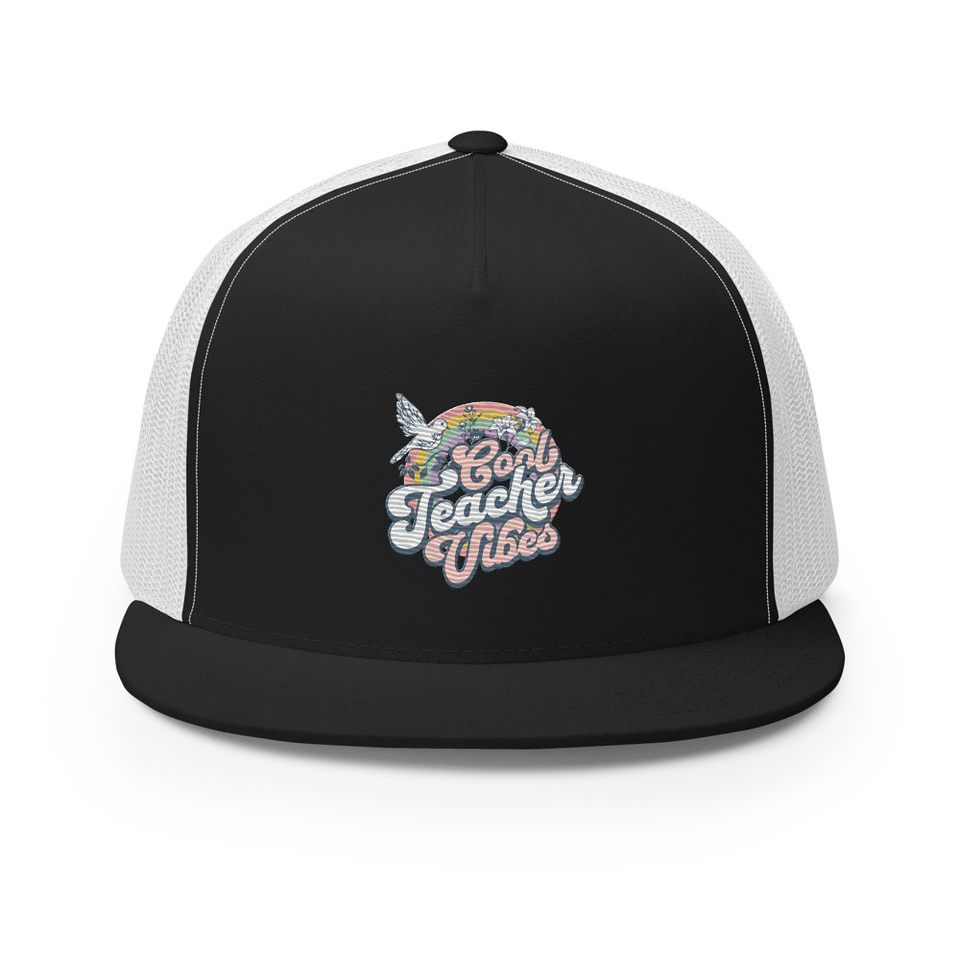 Cool Teacher Vibes 5 Panel Trucker Cap