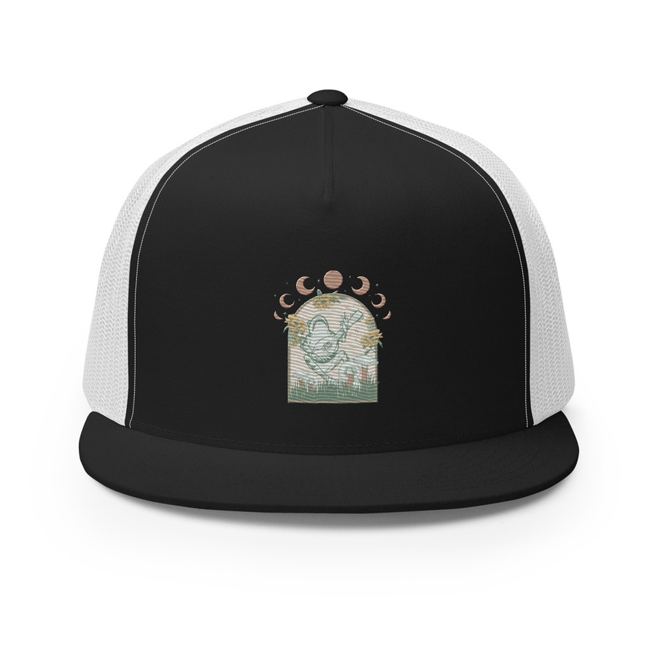 Cottagecore Frog Botanical 5 Panel Trucker Cap