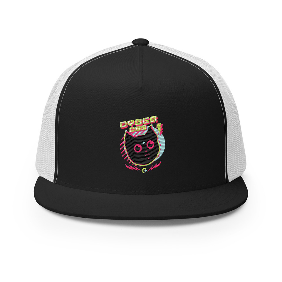 Cyber Cat - Neon Color 5 Panel Trucker Cap