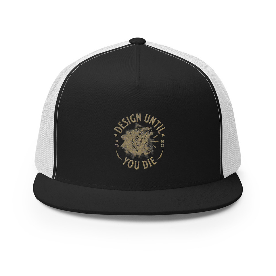 DESIGN UNTIL YOU DIE 5 Panel Trucker Cap