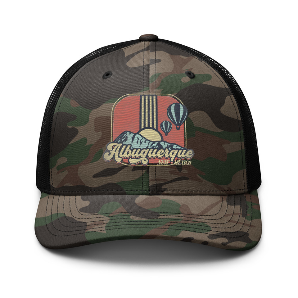 Albuquerque - Retro Hot Air Baloon Camouflage Trucker Hat
