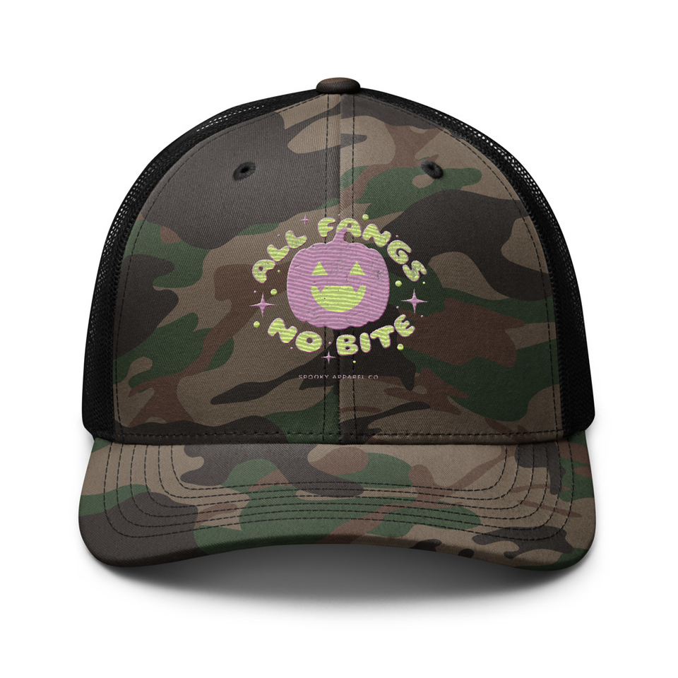 All Fangs No Bite - Halloween Camouflage Trucker Hat
