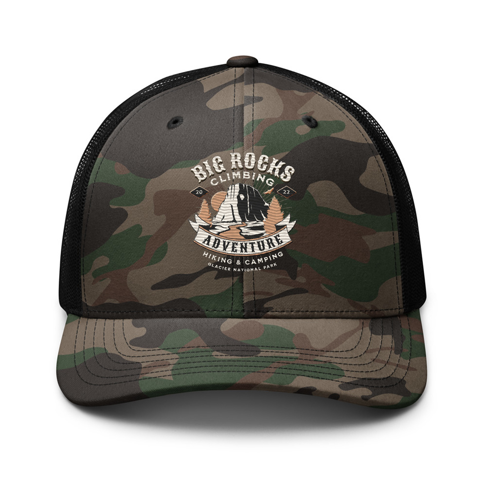 Big Rocks Climbing - Outdoor Adventure Camouflage Trucker Hat