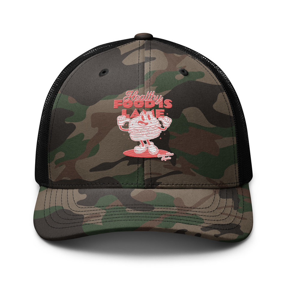 Burger Mascot Camouflage Trucker Hat