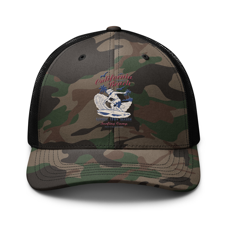 California Beach Surfing Camouflage Trucker Hat