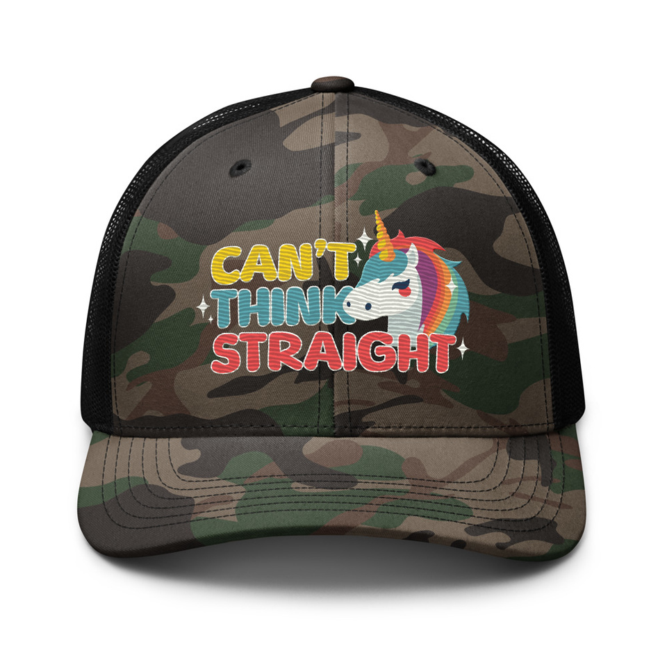 Can't Think Straight (2) Camouflage Trucker Hat
