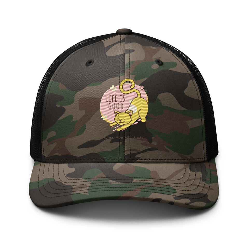 Cat Life - Humor Camouflage Trucker Hat