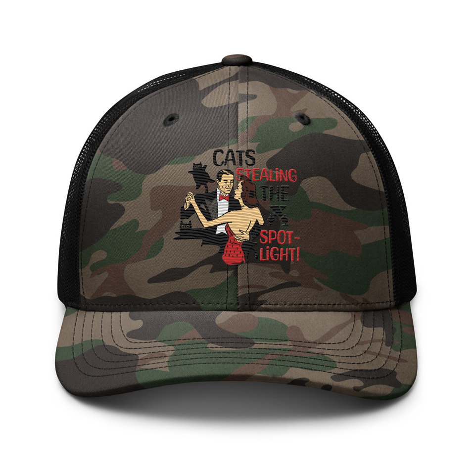 Cats Stealing the Spotlight Camouflage Trucker Hat