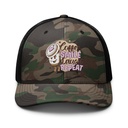 Coffee is Happiness - Retro Cartoon Mascot Camouflage Trucker Hat