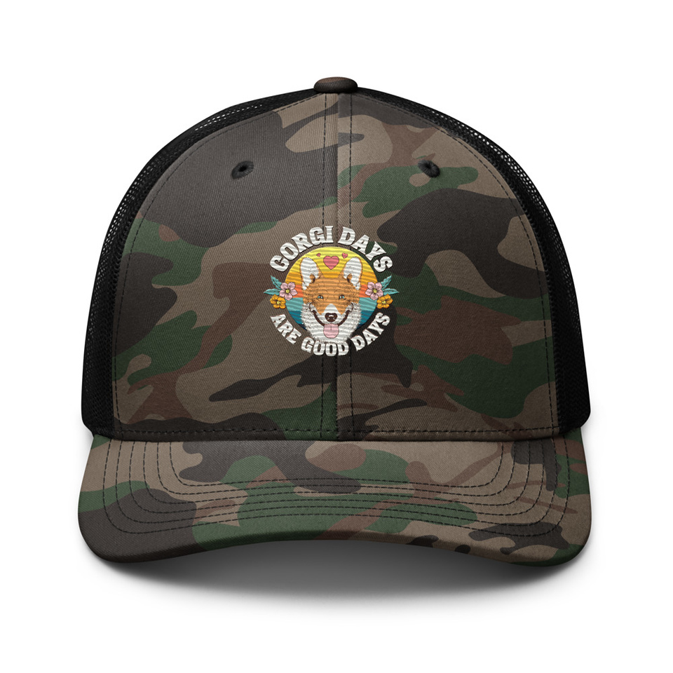 Corgi Days - Funny Animal Camouflage Trucker Hat