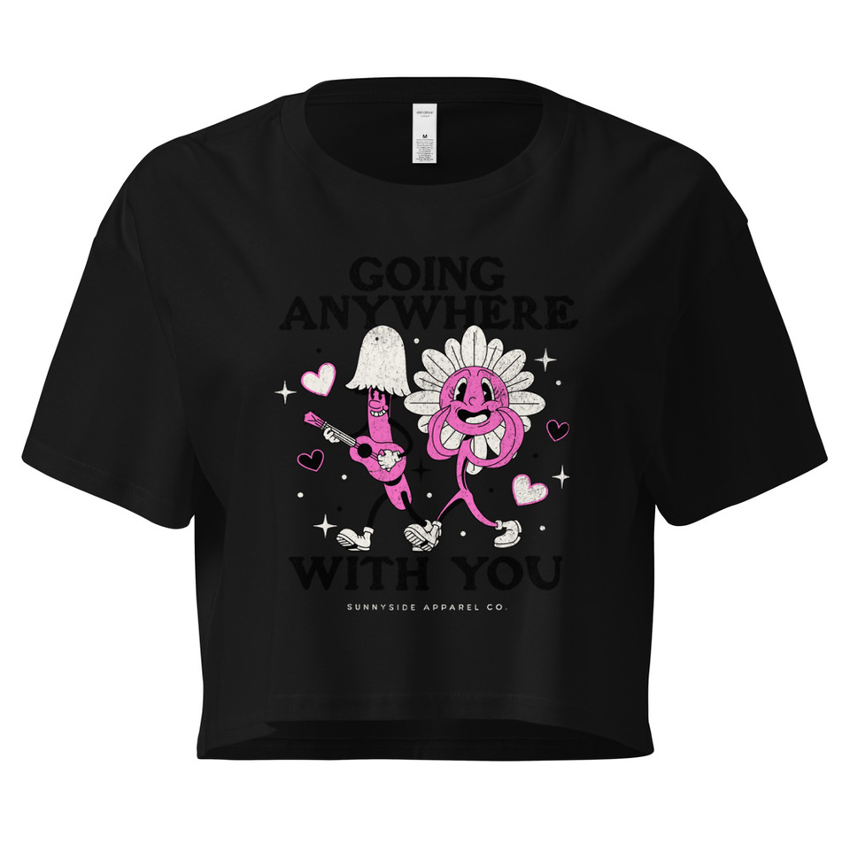 Anywhere With You - Typographic Cartoon Streetwear Women's Crop Top