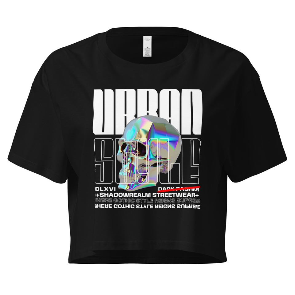 Black 3D Skull Women's Crop Top