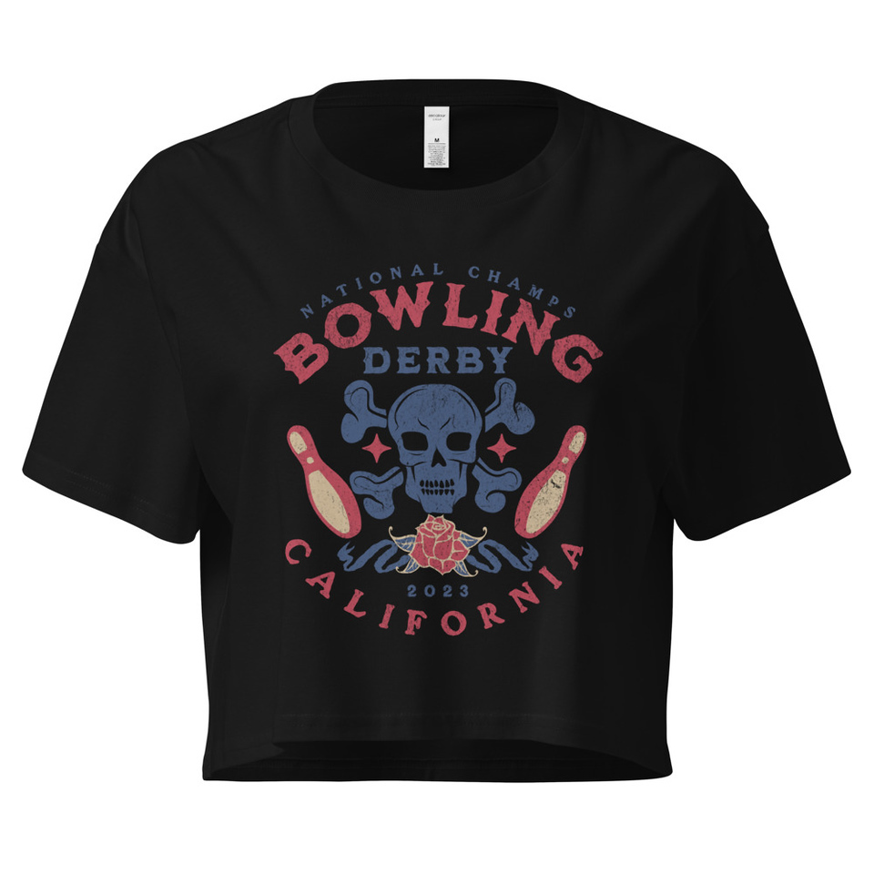 Bowling Derby Champs - Grunge Skull Women's Crop Top