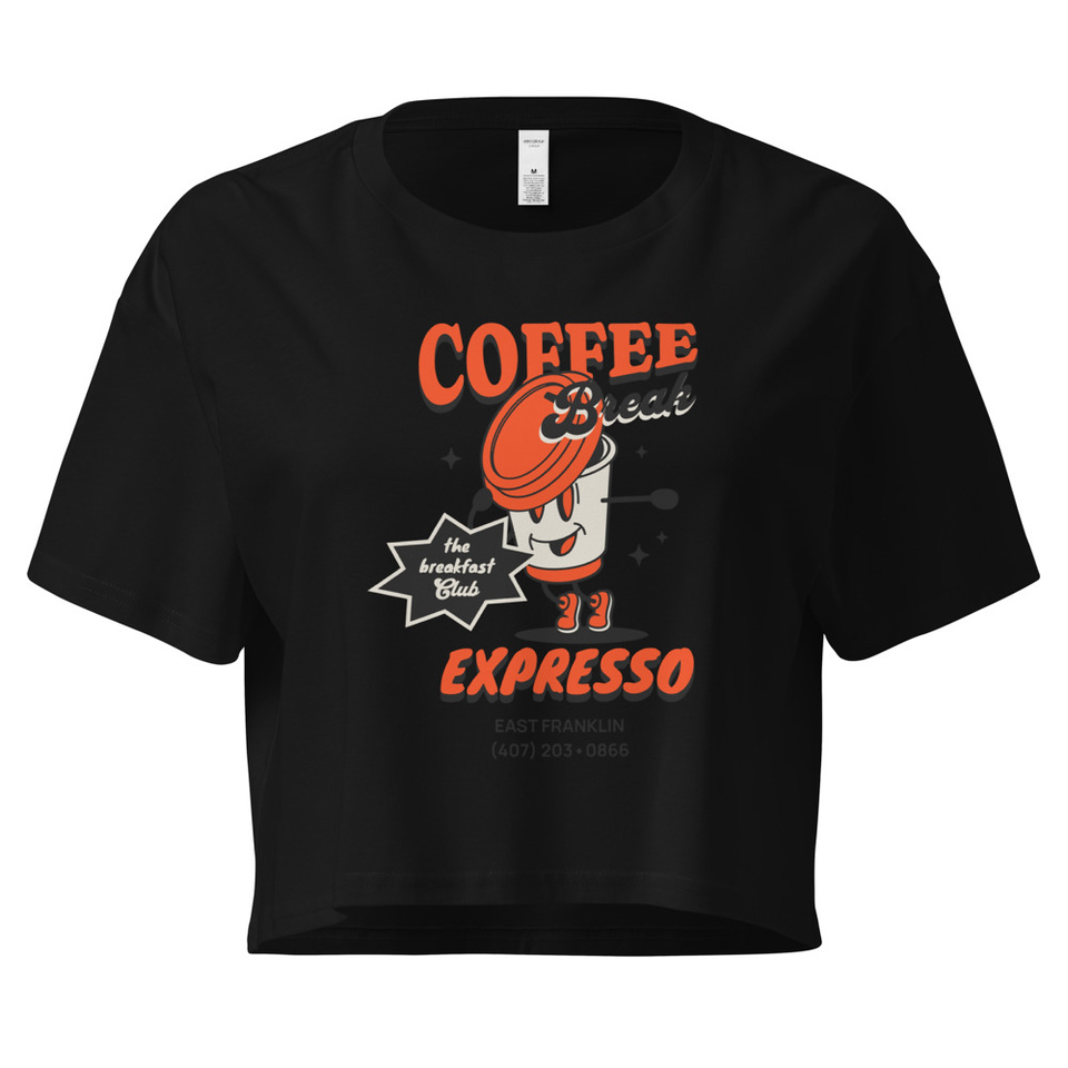 Coffee Break Cartoon Retro 90s  Women's Crop Top