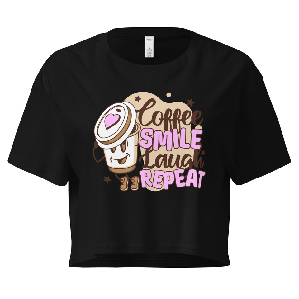 Coffee is Happiness - Retro Cartoon Mascot Women's Crop Top