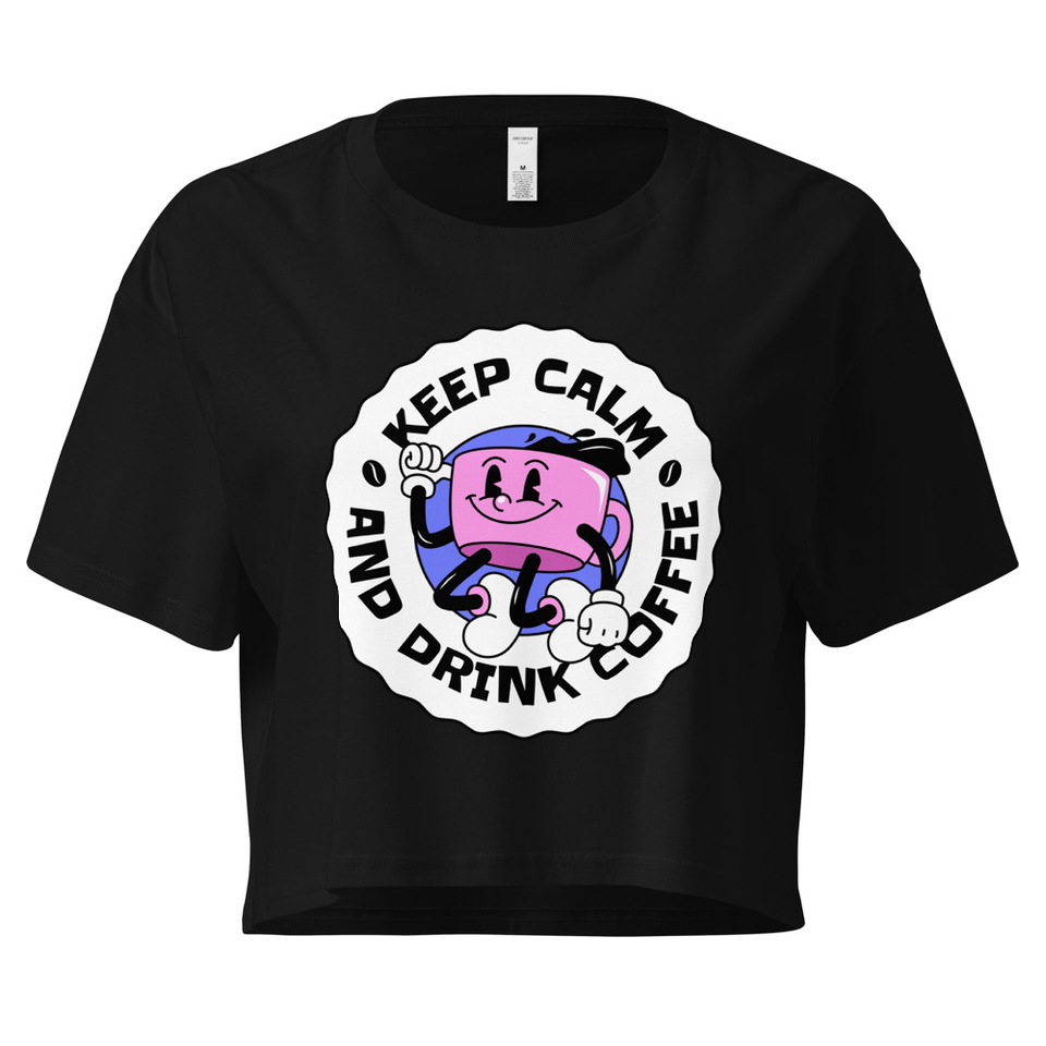 Colorful Fun Retro Style Coffee Quote Women's Crop Top