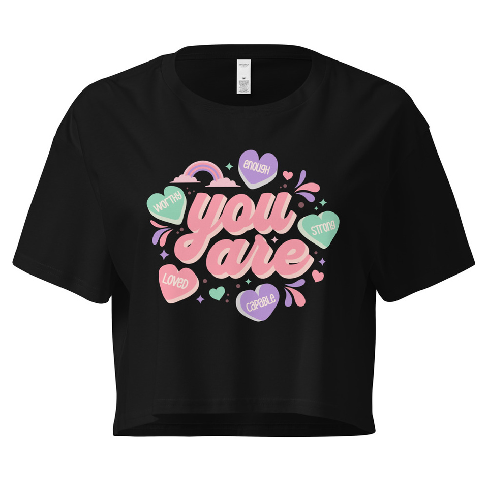 Colorful Self Love Affirmation - Heart Women's Crop Top