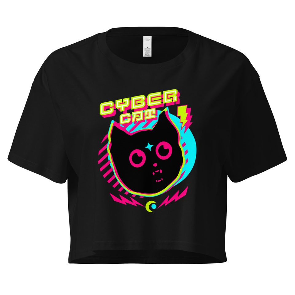 Cyber Cat - Neon Color Women's Crop Top