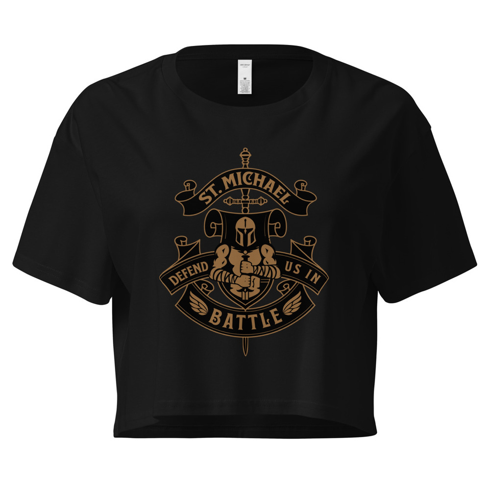 Defend us in battle - Knight with sword Women's Crop Top