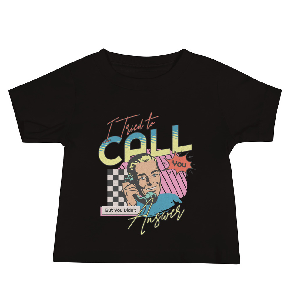 Classic Retro Illustrative Portrait Men Calling Baby Staple Tee
