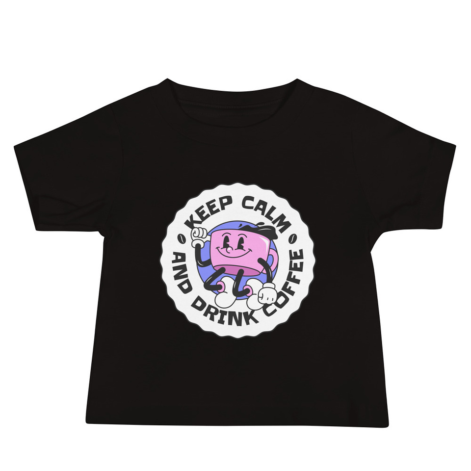 Colorful Fun Retro Style Coffee Quote Baby Staple Tee