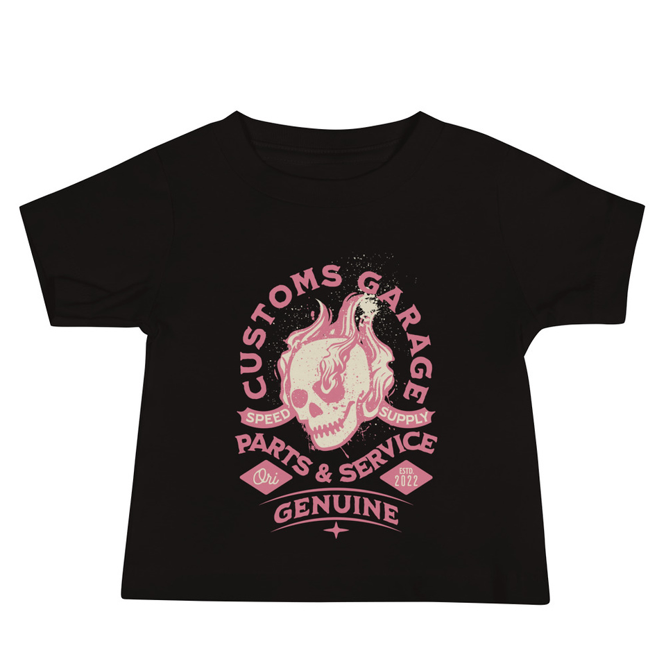 Customs Garage - Flaming Skull Baby Staple Tee