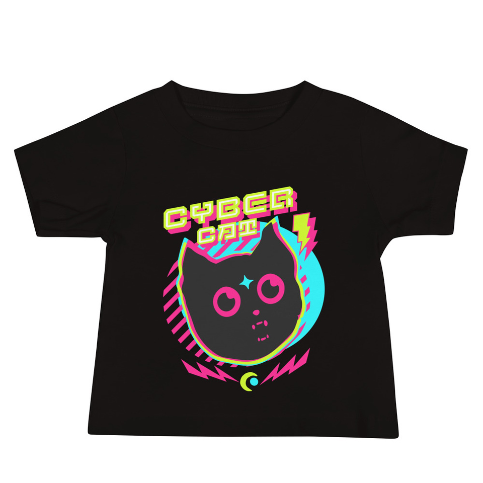 Cyber Cat - Neon Color Baby Staple Tee