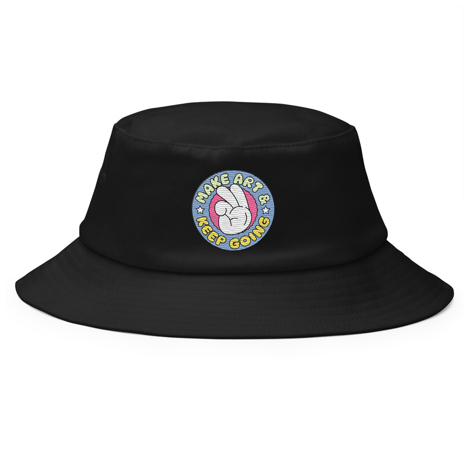 Colorful Fun Retro Style Badge Bucket Hat