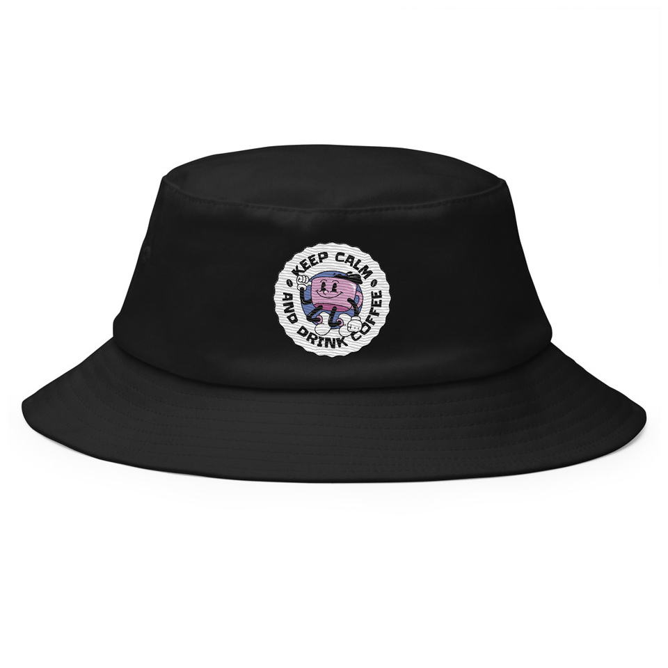 Colorful Fun Retro Style Coffee Quote Bucket Hat