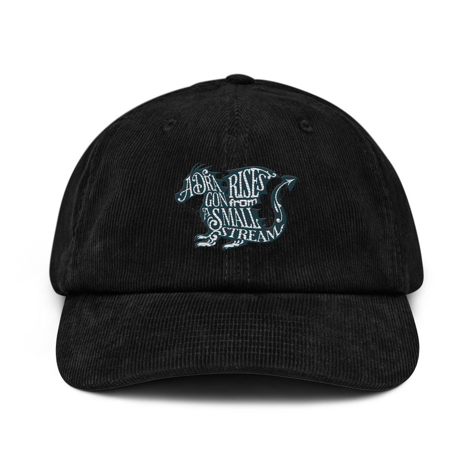 A Dragon Rises - Typographic Lettering Corduroy Hat