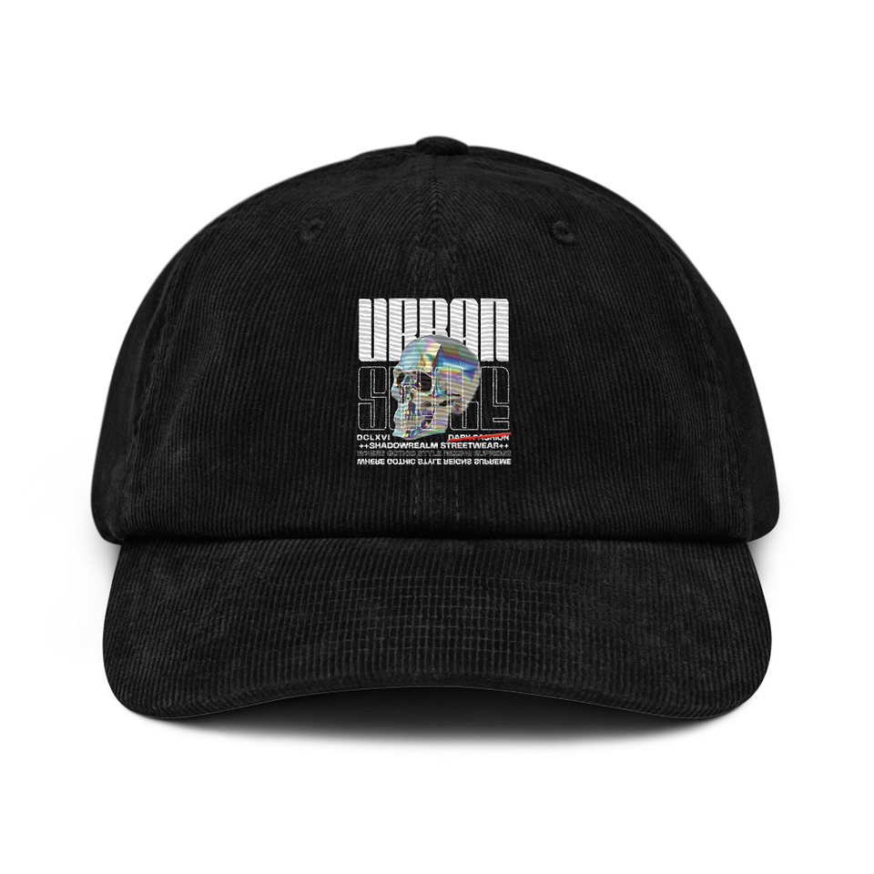 Black 3D Skull Corduroy Hat