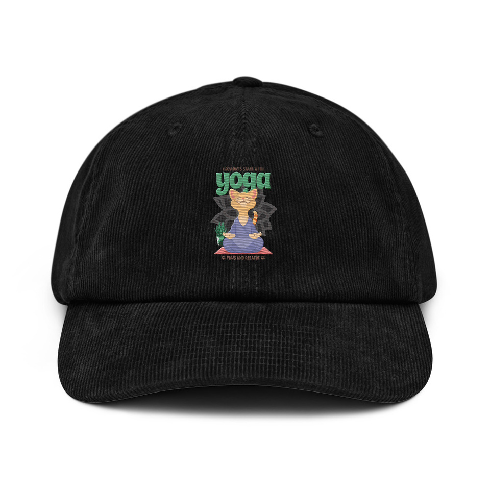 Cat Yoga - Cute Meditation Corduroy Hat