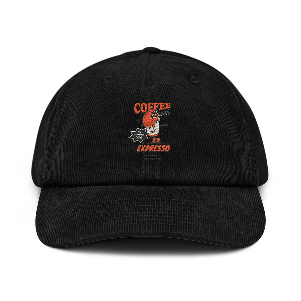 Coffee Break Cartoon Retro 90s  Corduroy Hat