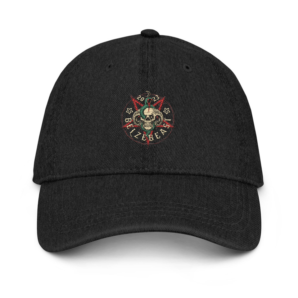 Belzebeast Pentagram - Halloween Skull with Snake Denim Hat