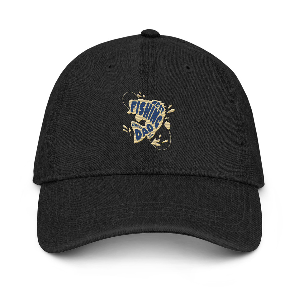 Best Fishing Dad - Typography Denim Hat