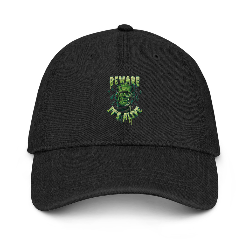 Beware of Frankenstein - Scary Halloween Denim Hat